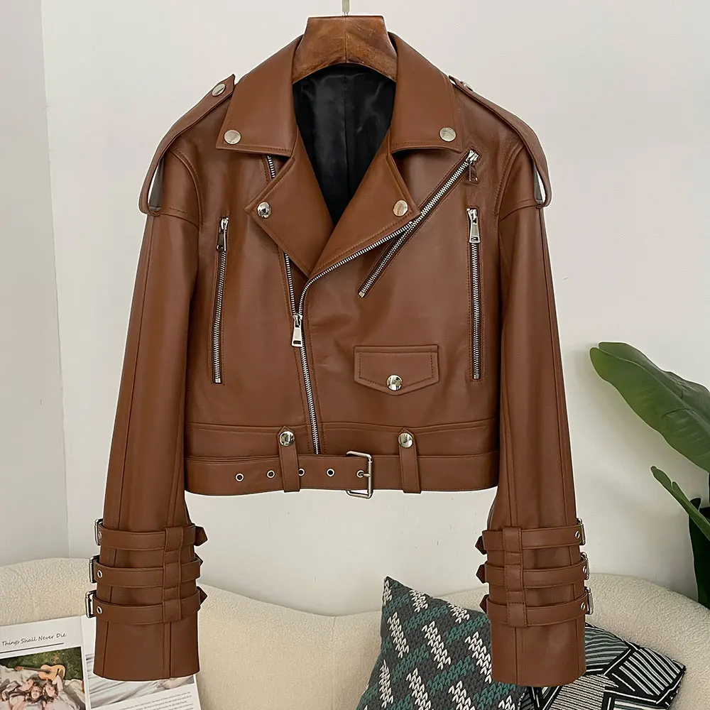 Women'S Fashion Utility Jacket - Echt leren damesjack voor dames, premium