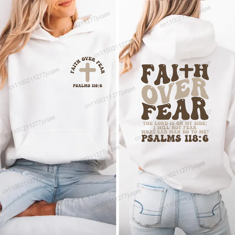 Women Fashion Over 50 - Geloof Over Angst Print Sweatshirt Vrouwen
