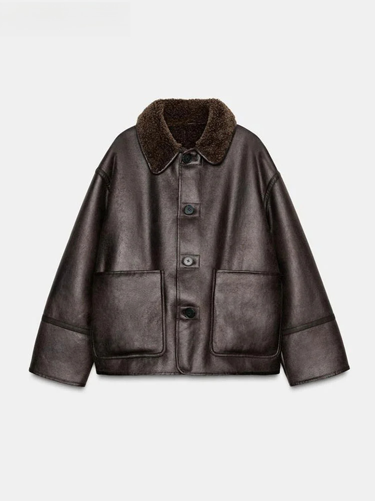 Women'S Fashion Utility Jacket - Mode Dubbelzijdig Effen Jas Vrouwen Revers