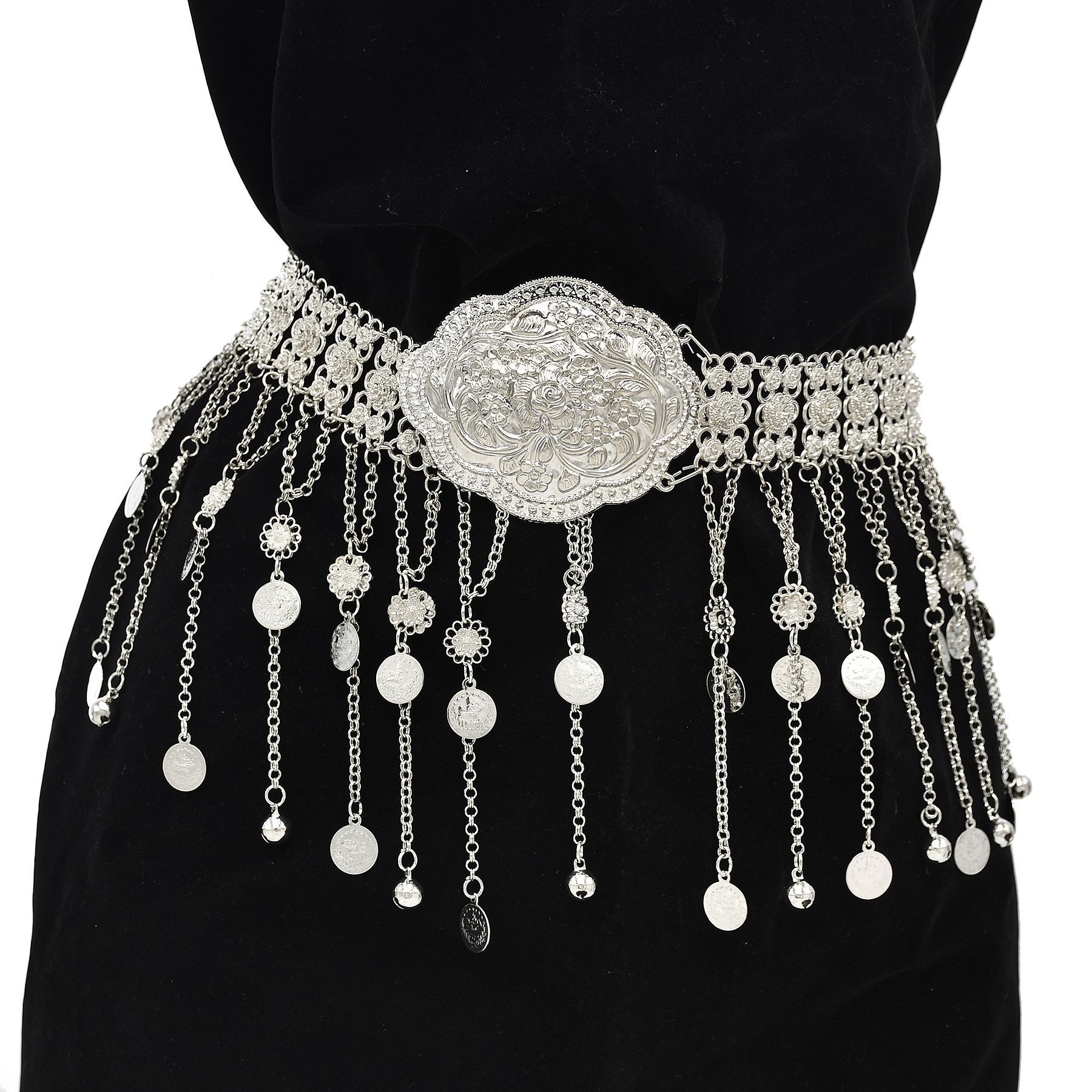 Turkey Women Fashion - Verzilverde Marokkaanse Caftan riem met geometrische