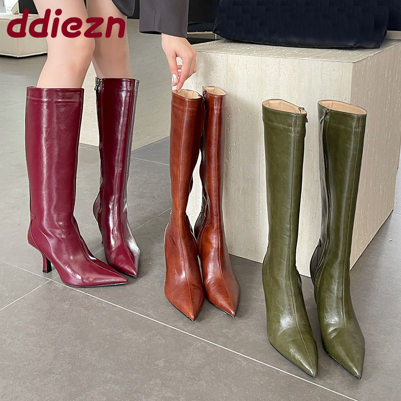 Women'S Fashion Knee High Boots - Mode Puntschoen Dames Knie Hoge Laarzen