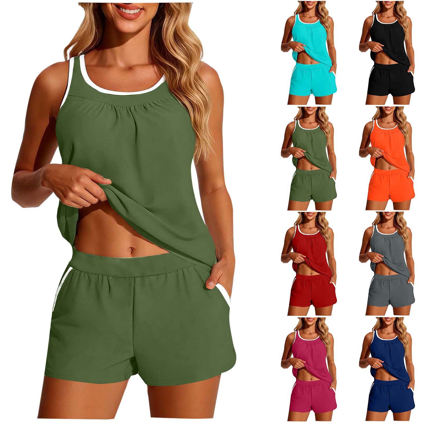 Crop Top Women - Dames 2-delige badkleding Mouwloos cropped tankinitop