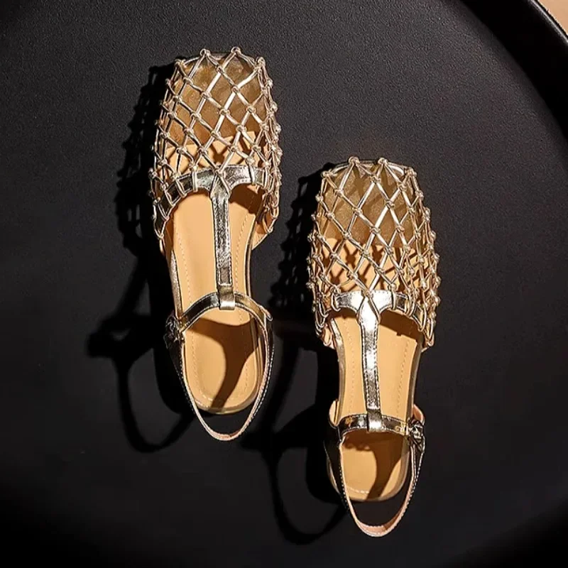 Women'S Fashion Trends Summer 2025 - Vrouwen Weefsel Mesh Sandalen Vierkante Teen