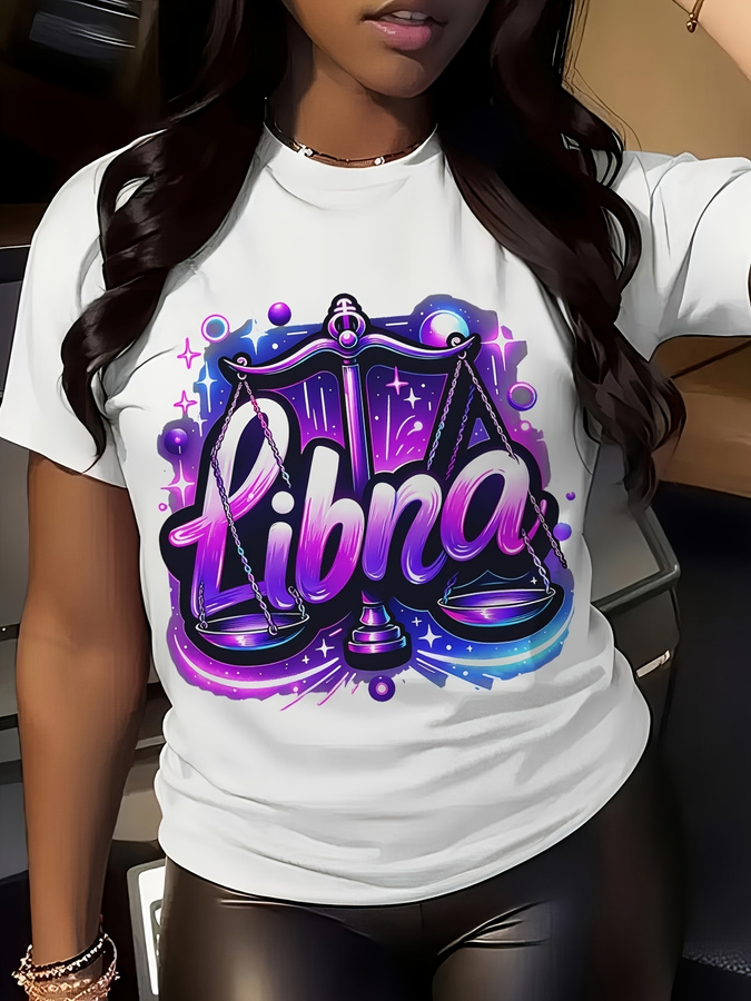 New Balance Fashion Women - Kleurrijk Libra Zodiac T-shirt - Wit