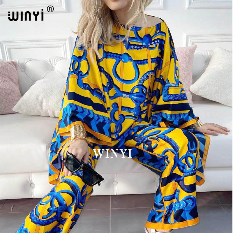 Women Fashion Over 50 - Afrika Tweedelige Pak Bohemian Gedrukt Over