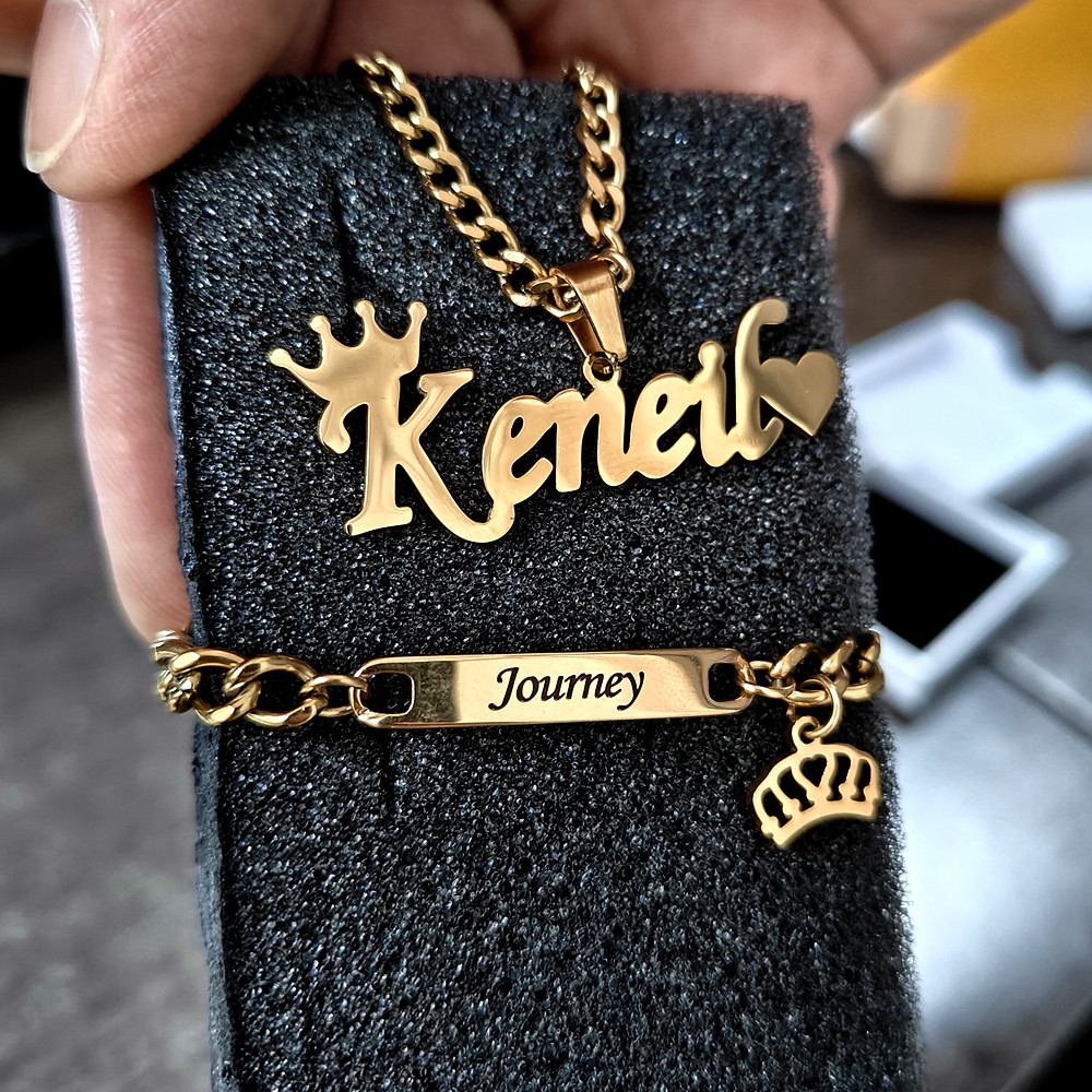 Women Fashion Name Ideas - Custom Personalizado Kroon Naam Ketting Armband