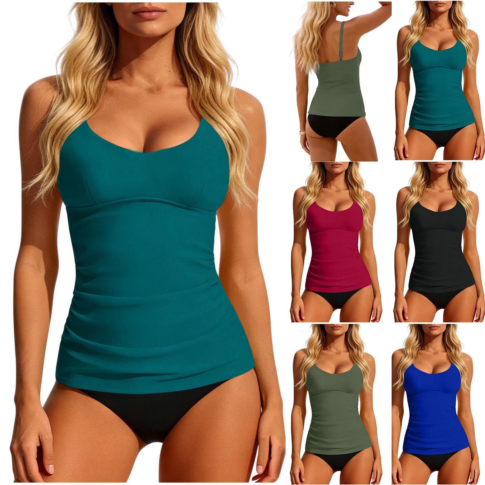 Crop Top Women - Dames 2026 Tankini Teal Tankini-top met