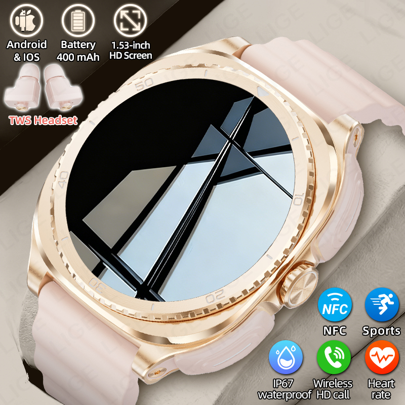 Women Fashion Week 2026 - LIGE 2-in-1 TWS Headset Smartwatch 1.53