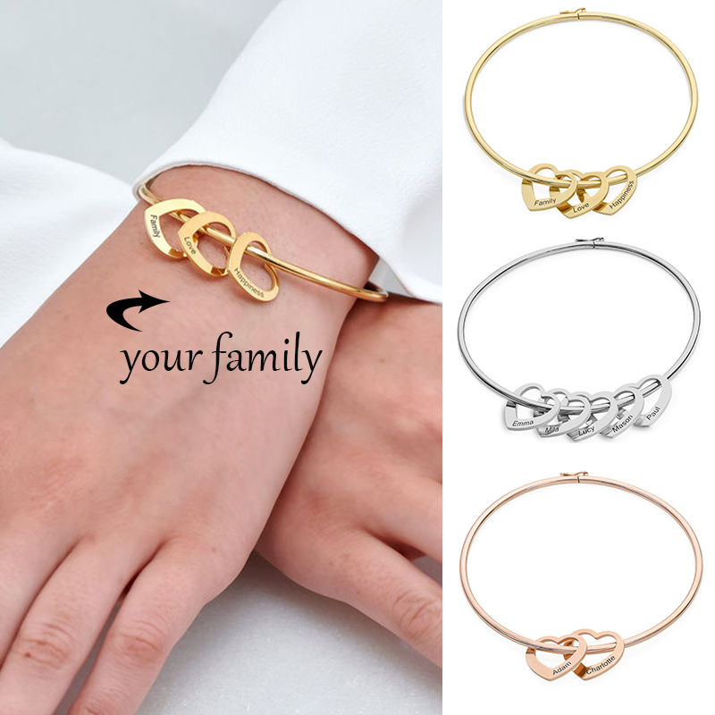 Women Fashion Name Ideas - Gegraveerde armband met hartvormige bedel, gepersonaliseerde