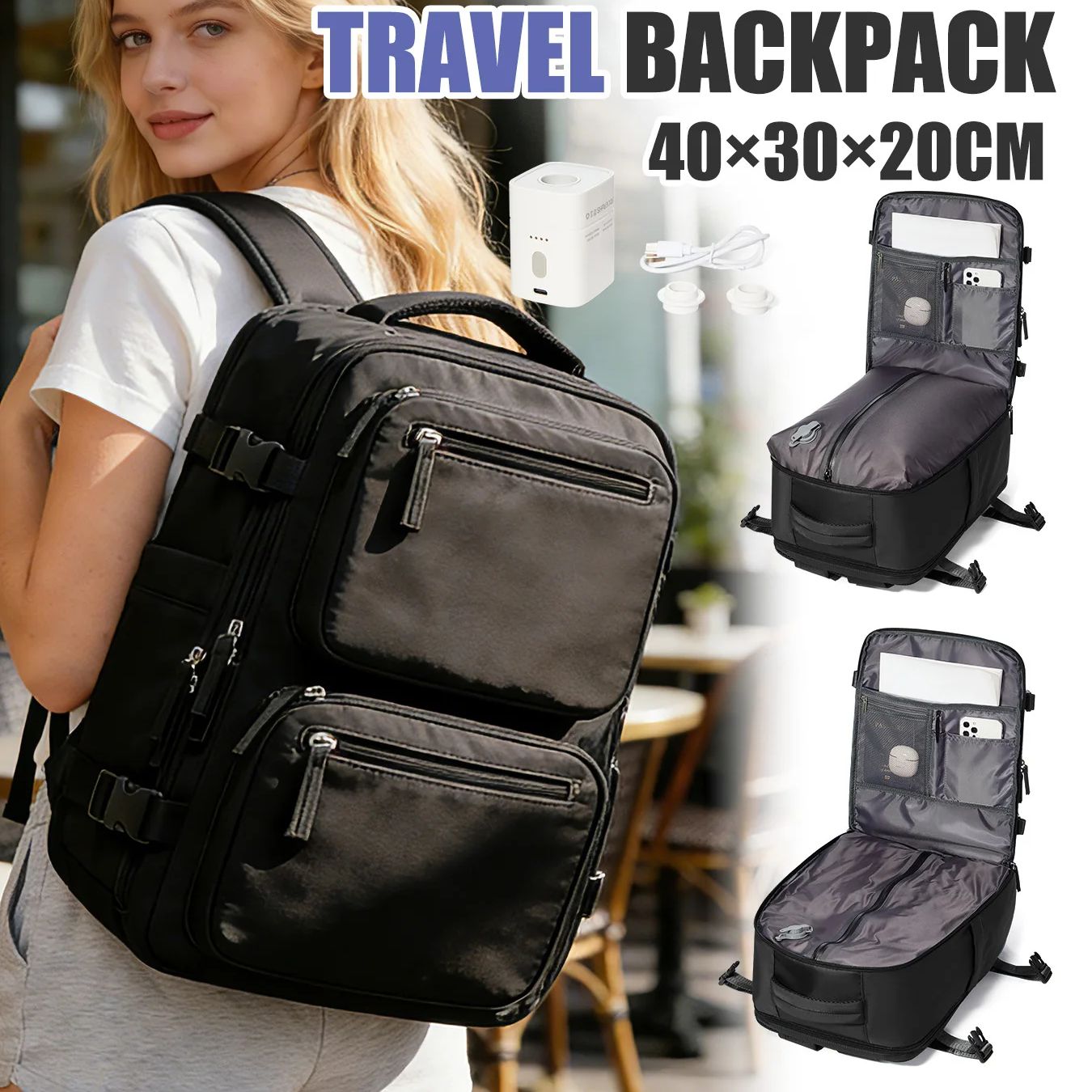Trend Women Fashion - Damesrugzak Vacuümrugzak met pomp Handbagage 40x30x20