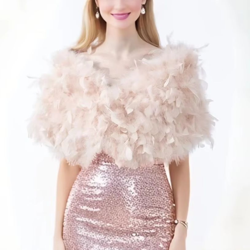 Turkey Women Fashion - Echte kalkoenveersjaal met bloem, harig, pluizig,