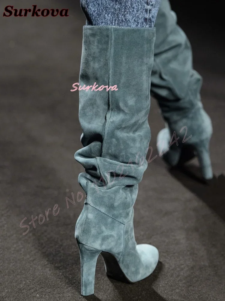 Retro geplooide instapper mode - Women'S Fashion Knee High Boots recensie en prijs