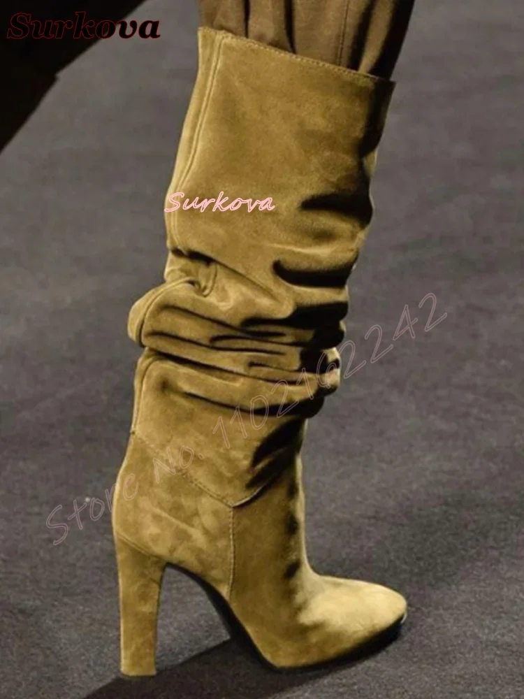 Retro geplooide instapper mode - Women'S Fashion Knee High Boots recensie en prijs