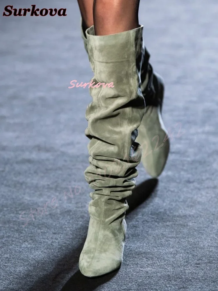 Retro geplooide instapper mode - Women'S Fashion Knee High Boots recensie en prijs