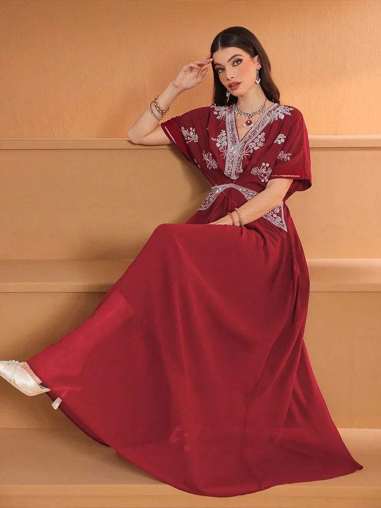 Modevrouwen V-hals lange jurk  - Turkey Women Fashion recensie en prijs