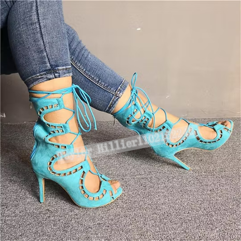 Blauwe open teen sandalen met  - Women'S Fashion Leather Boots recensie en prijs