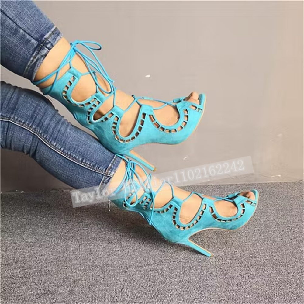 Blauwe open teen sandalen met  - Women'S Fashion Leather Boots recensie en prijs
