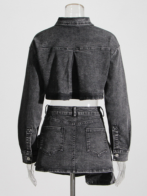   Rookgrijs kort denim jack me - Women'S Fashion Utility Jacket recensie en prijs