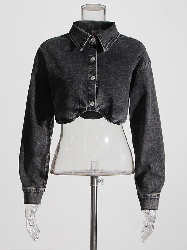   Rookgrijs kort denim jack me - Women'S Fashion Utility Jacket recensie en prijs