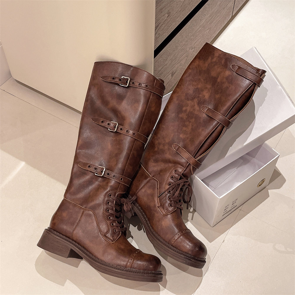 Dames Kniehoge Laarzen Vintage - Women'S Fashion Leather Boots recensie en prijs