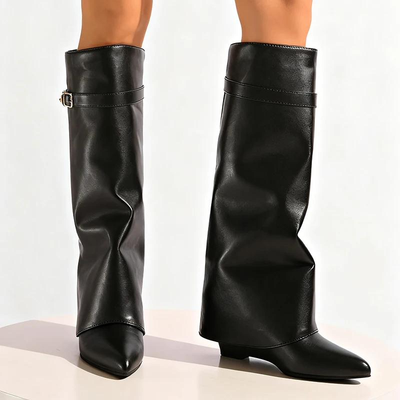Zwart Pu Lederen Knie Hoge Laa - Women'S Fashion Leather Boots recensie en prijs