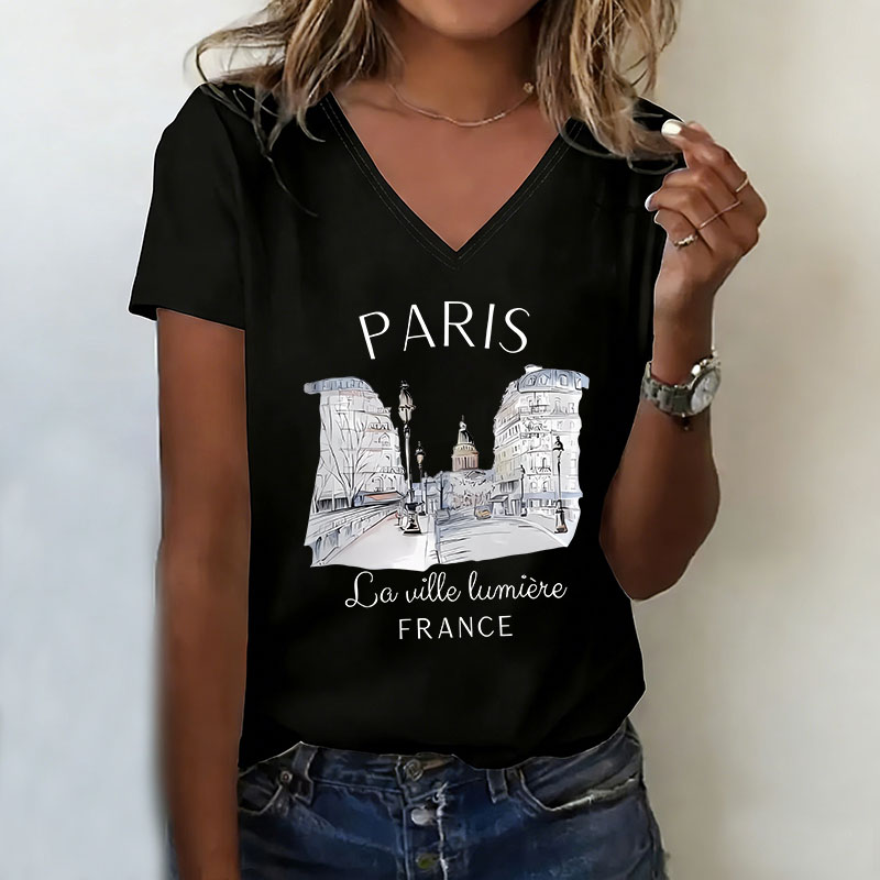 Vintage Parijs T-shirt V-hals  - Women'S Fashion Paris recensie en prijs