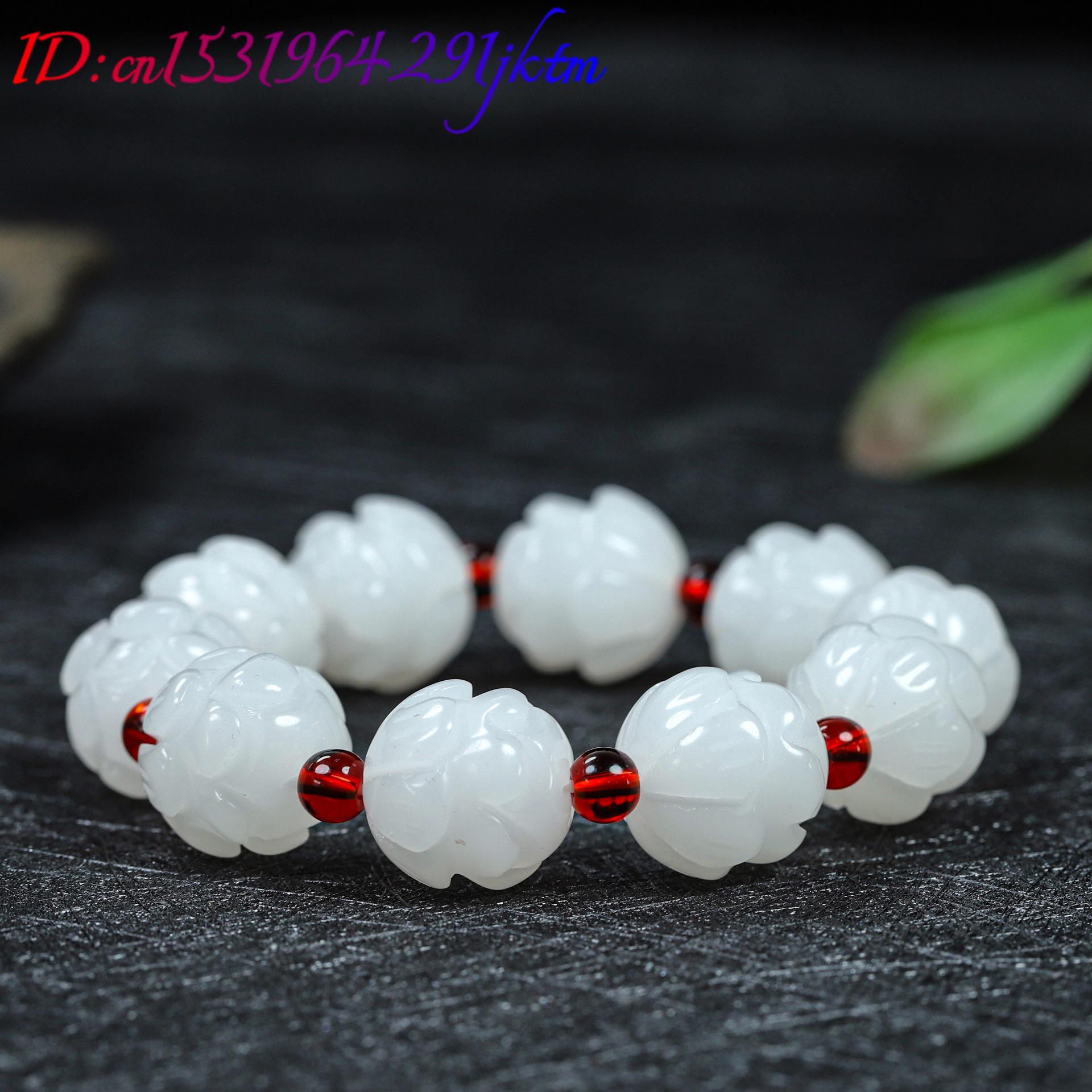 Witte echte jade lotus armband - Women Fashion Designer recensie en prijs