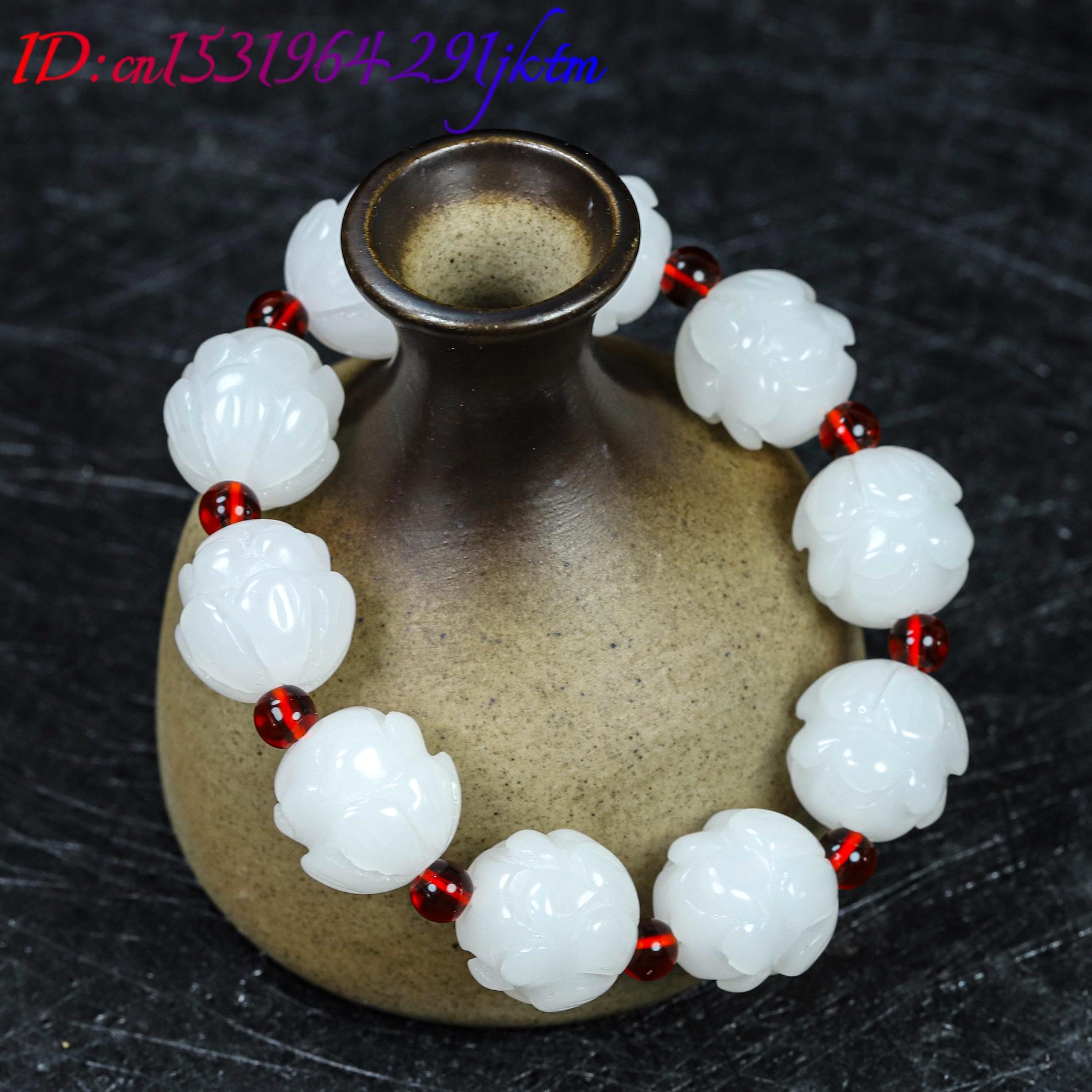 Witte echte jade lotus armband - Women Fashion Designer recensie en prijs