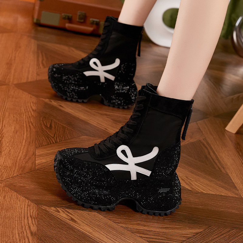 Dames dikke zool hoge mode laa - Women'S Fashion Leather Boots recensie en prijs